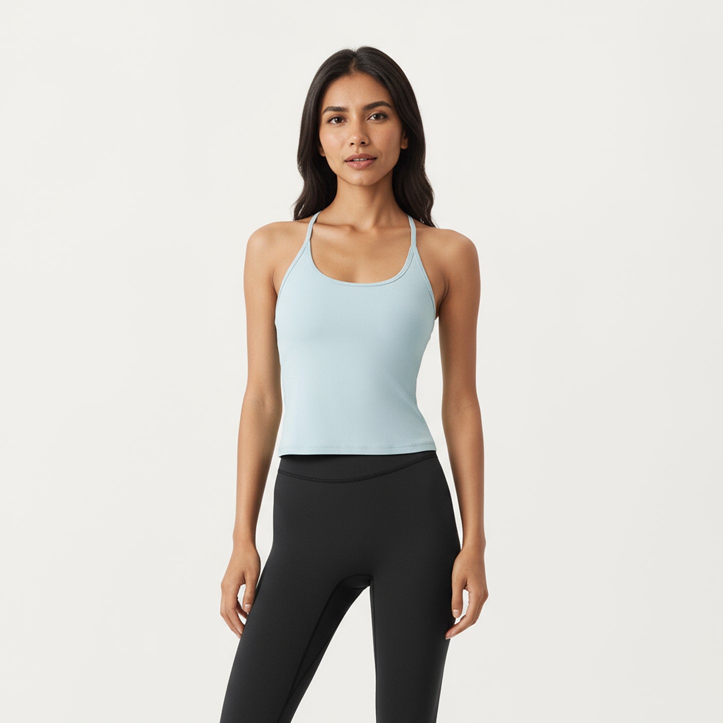 Anna-Kaci Active Women's Spaghetti Strap Scoop Neck Cami Top with Fitted Stretch Fabric and Minimalist Design