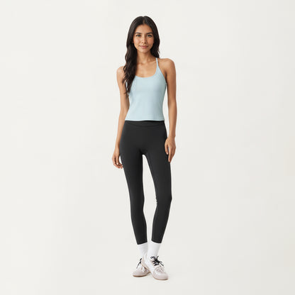 Anna-Kaci Active Women's Spaghetti Strap Scoop Neck Cami Top with Fitted Stretch Fabric and Minimalist Design