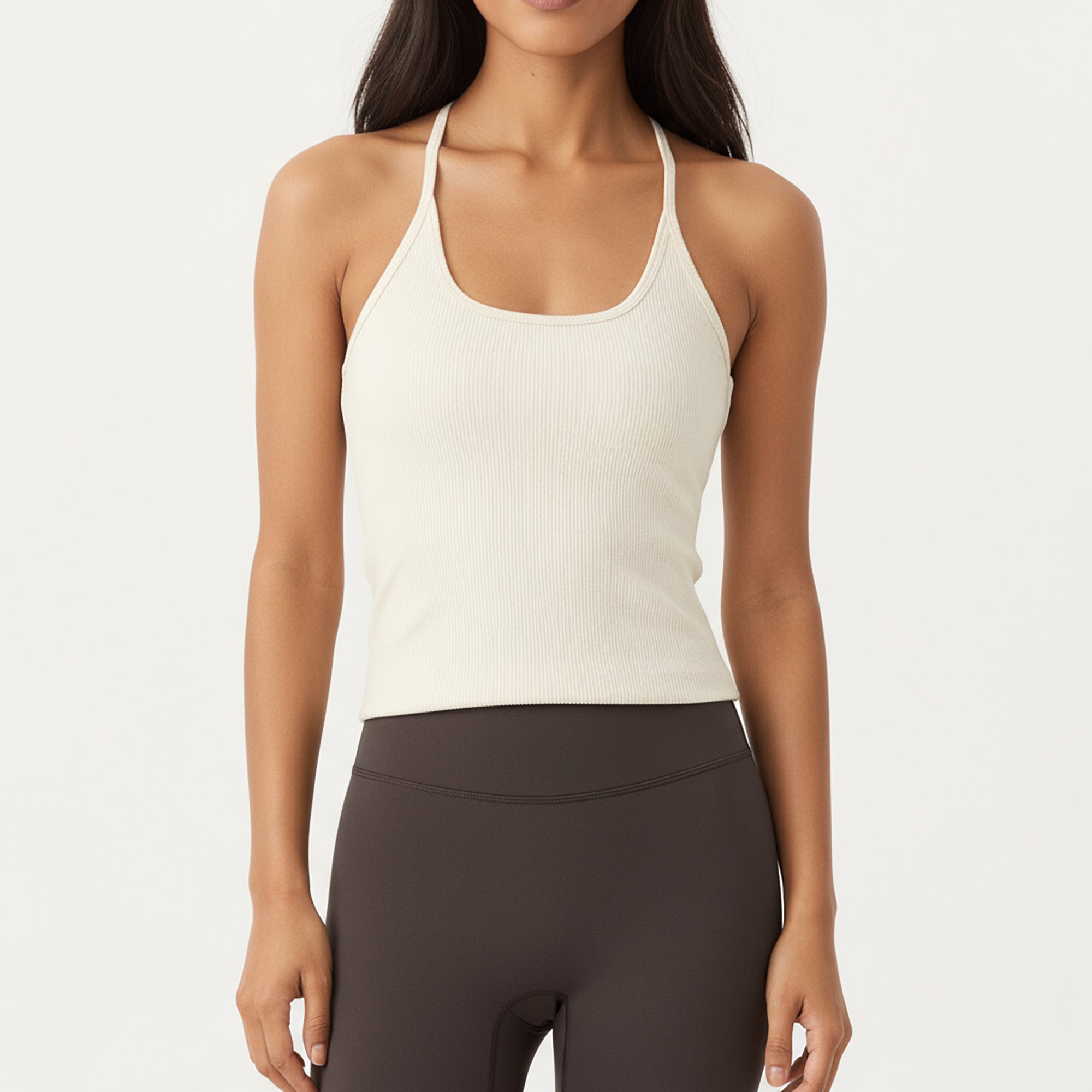 Anna-Kaci Active Women's Spaghetti Strap Scoop Neck Cami Top with Fitted Stretch Fabric and Minimalist Design