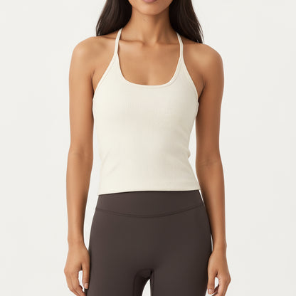 Anna-Kaci Active Women's Spaghetti Strap Scoop Neck Cami Top with Fitted Stretch Fabric and Minimalist Design