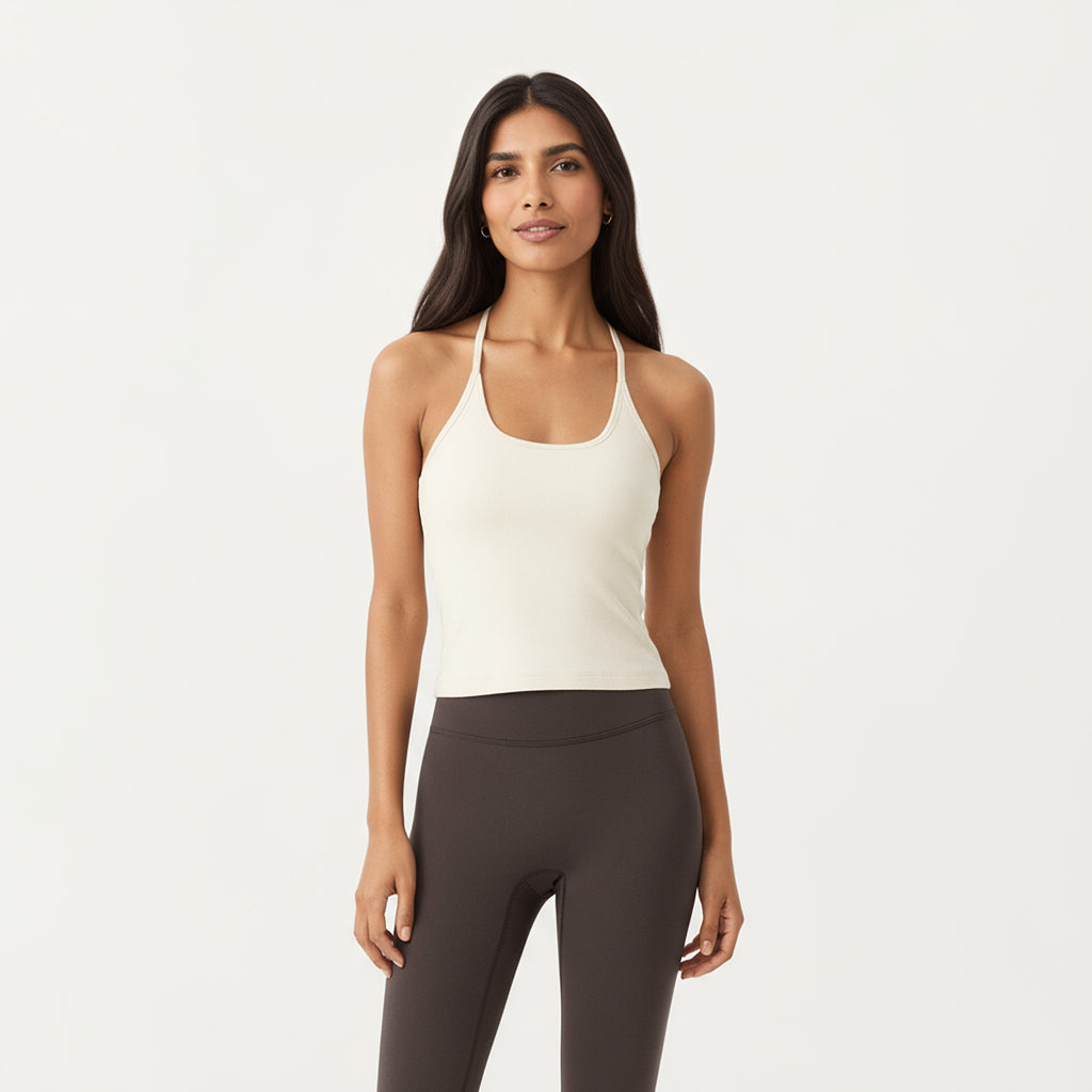 Anna-Kaci Active Women's Spaghetti Strap Scoop Neck Cami Top with Fitted Stretch Fabric and Minimalist Design