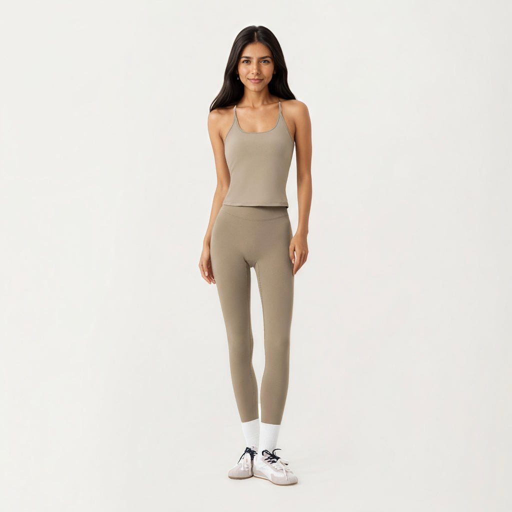 Anna-Kaci Active Women's Spaghetti Strap Scoop Neck Cami Top with Fitted Stretch Fabric and Minimalist Design