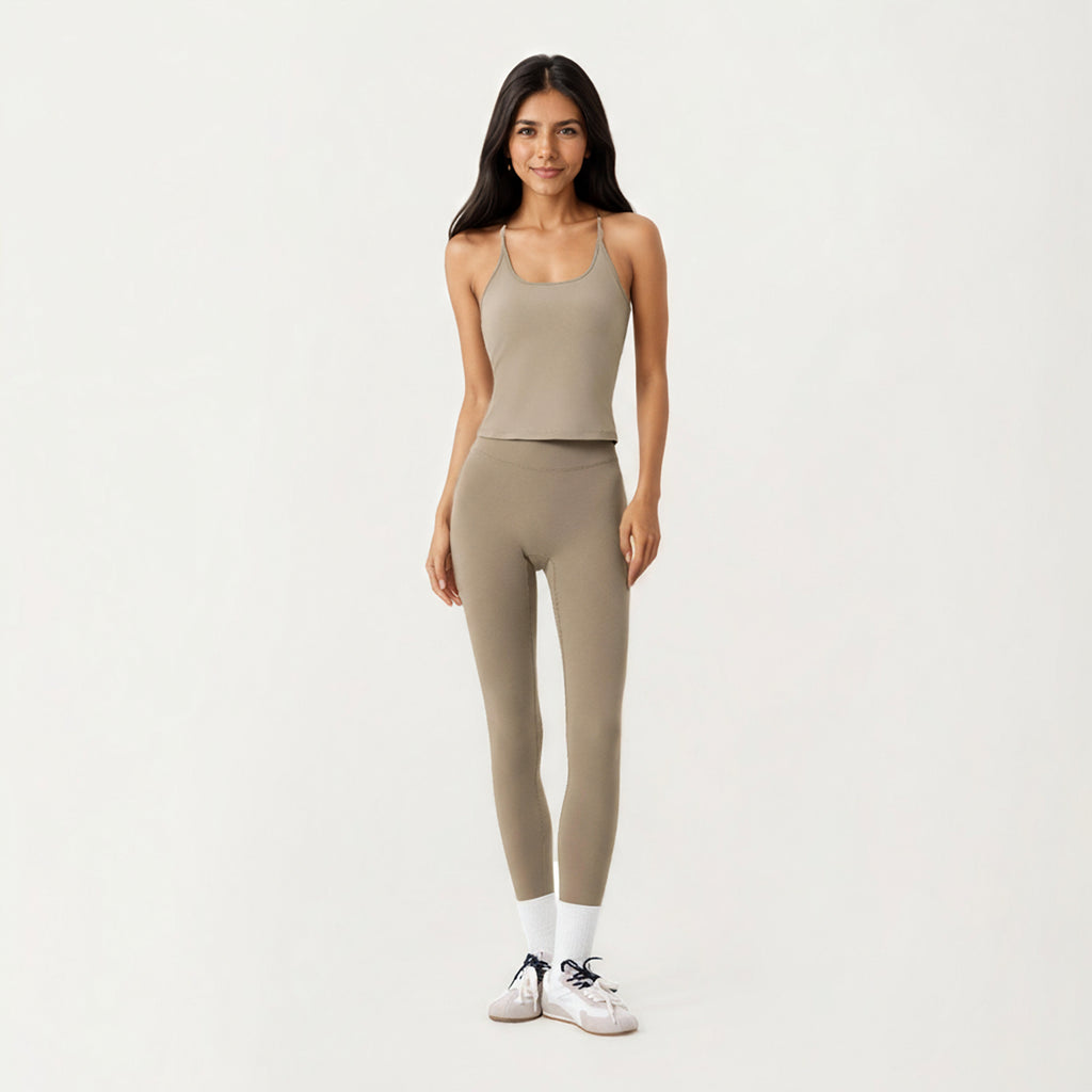 Anna-Kaci Active Women's Spaghetti Strap Scoop Neck Cami Top with Fitted Stretch Fabric and Minimalist Design