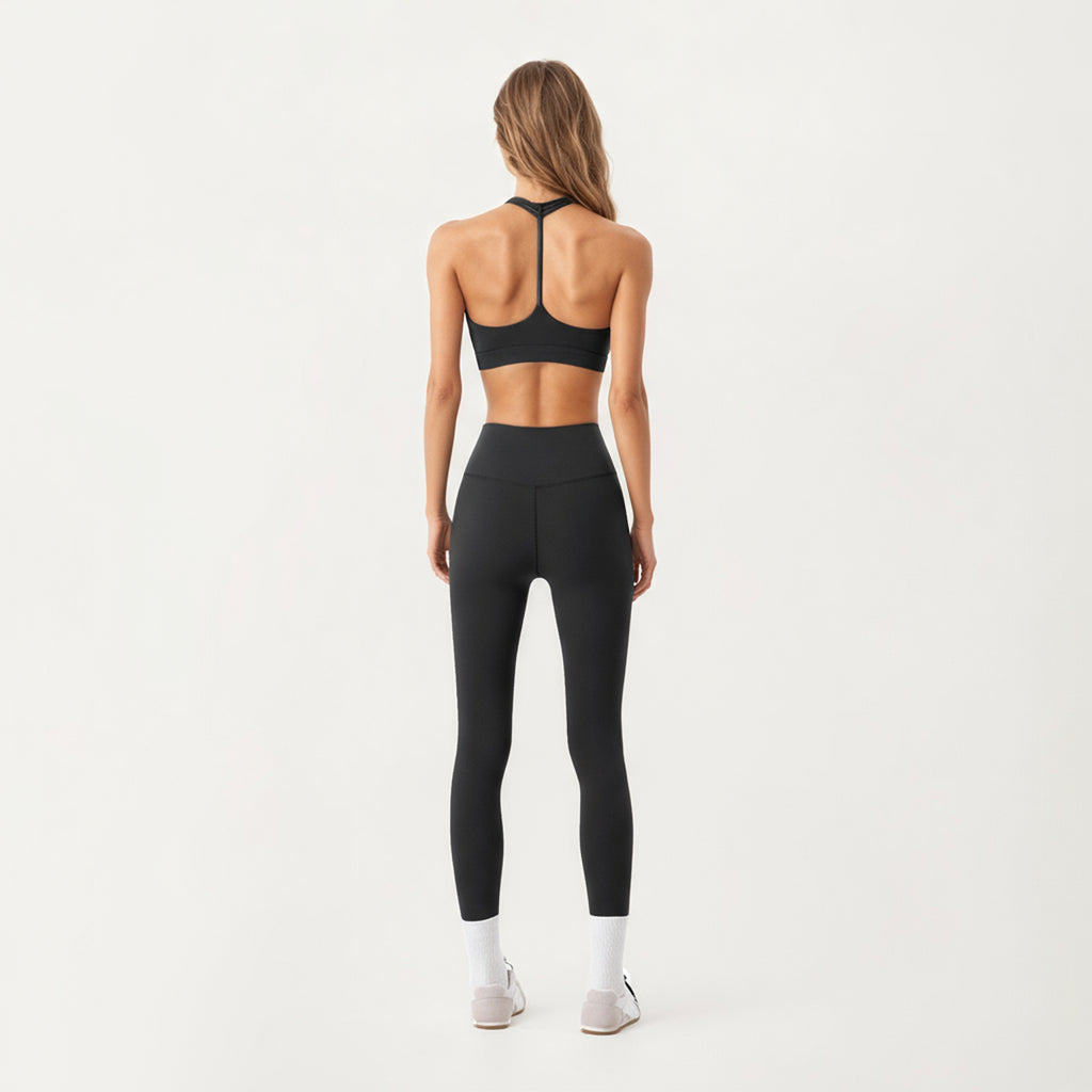 Anna-Kaci Active Women's Double Strap V-Neck Sports Bra with Smooth Stretch Fabric and Supportive Band