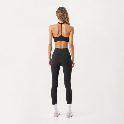 Anna-Kaci Active Women's Double Strap V-Neck Sports Bra with Smooth Stretch Fabric and Supportive Band