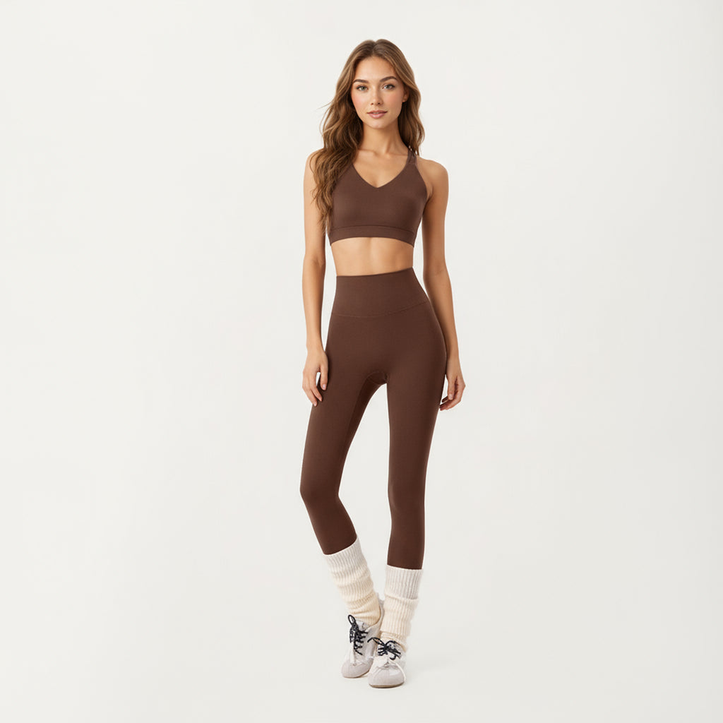 Anna-Kaci Active Women's Double Strap V-Neck Sports Bra with Smooth Stretch Fabric and Supportive Band