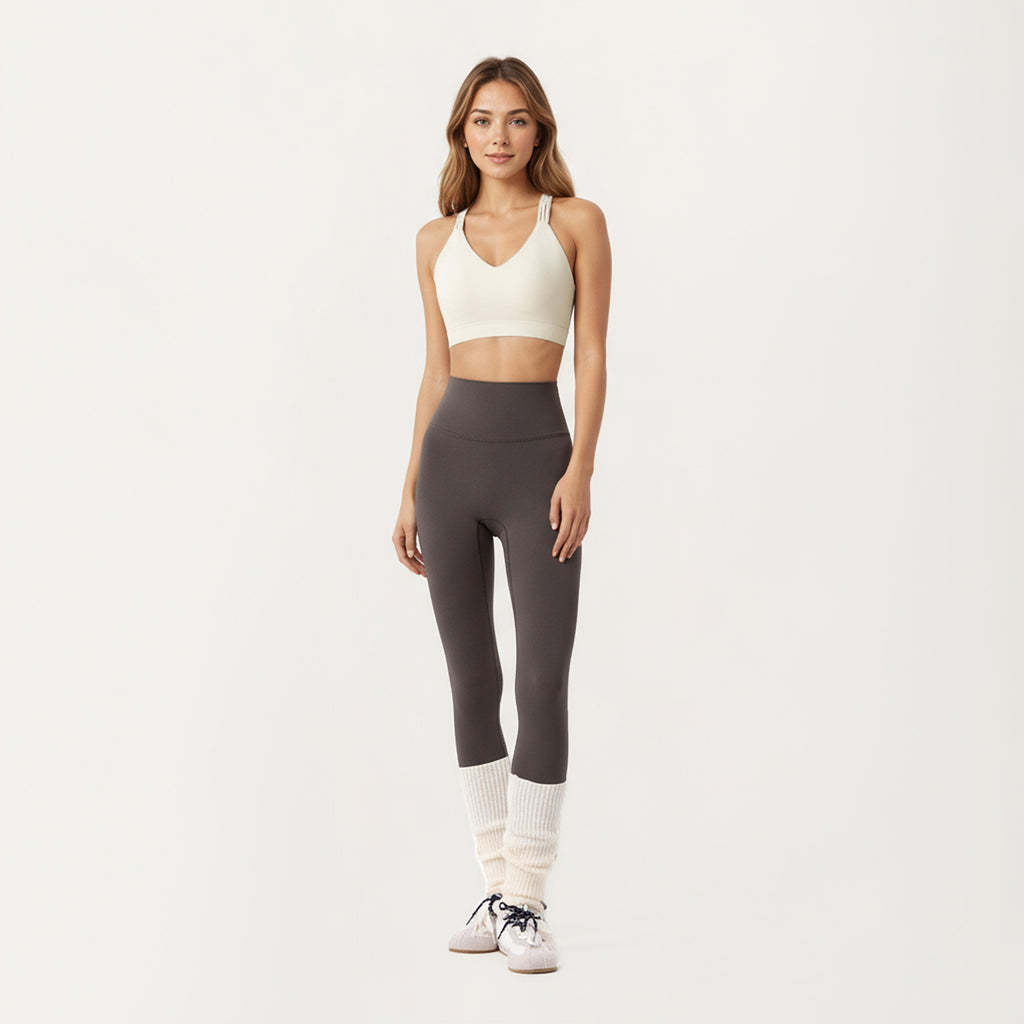 Anna-Kaci Active Women's Double Strap V-Neck Sports Bra with Smooth Stretch Fabric and Supportive Band