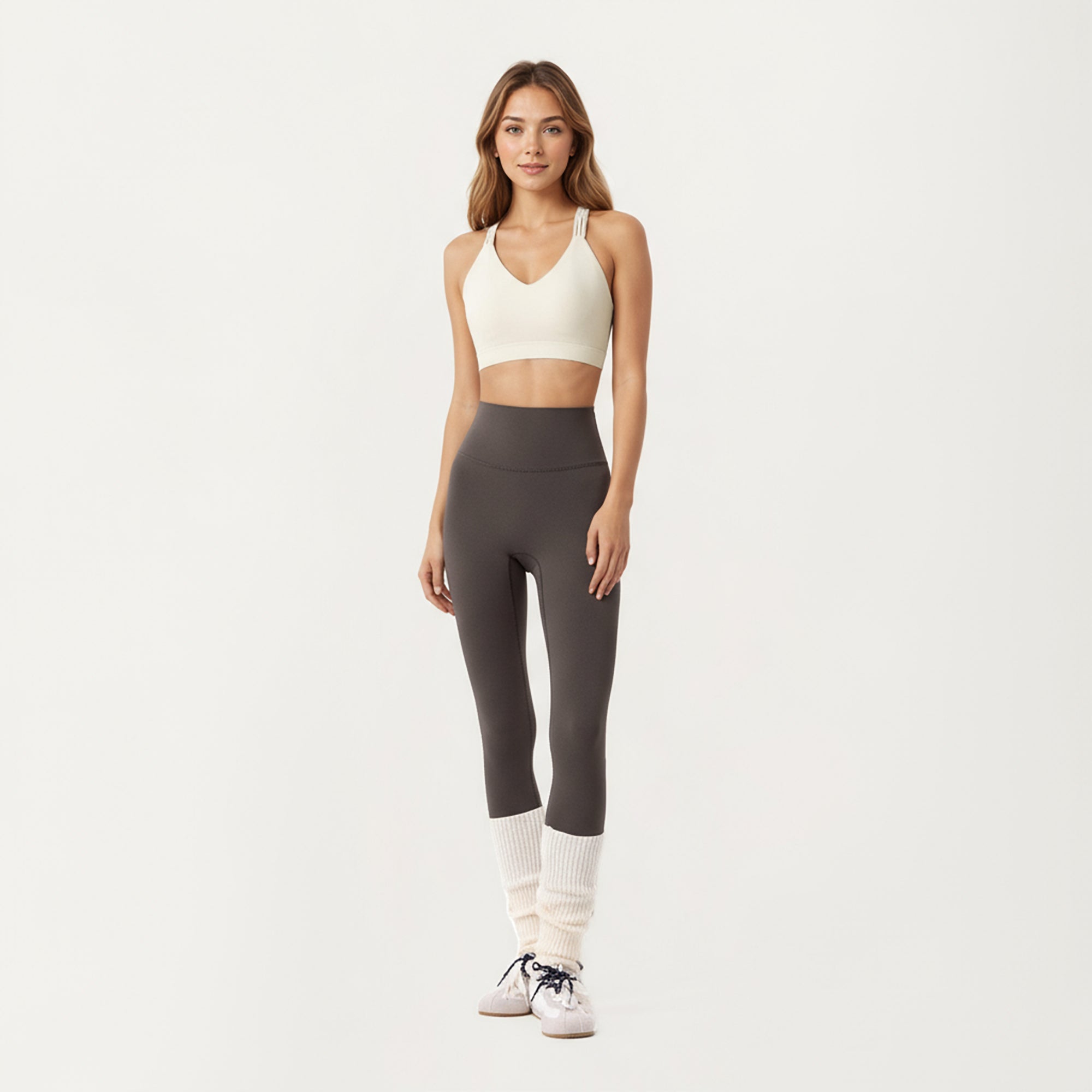 Anna-Kaci Active Women's Double Strap V-Neck Sports Bra with Smooth Stretch Fabric and Supportive Band