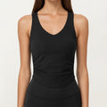 Anna-Kaci Active Women's V-Neck Ruched Side Tank Top with Fitted Stretch Fabric and Sleek Contoured Silhouette