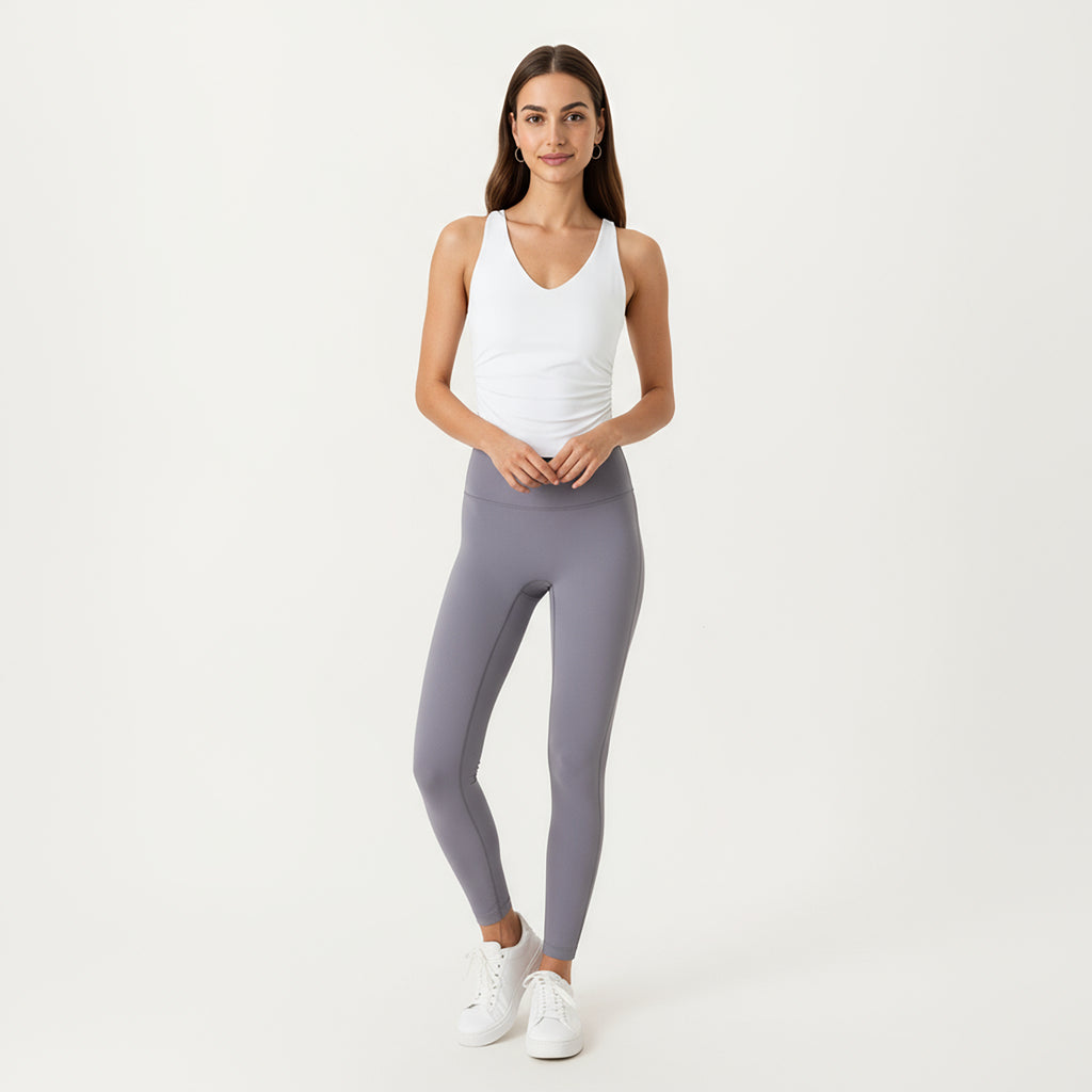 Anna-Kaci Active Women's V-Neck Ruched Side Tank Top with Fitted Stretch Fabric and Sleek Contoured Silhouette