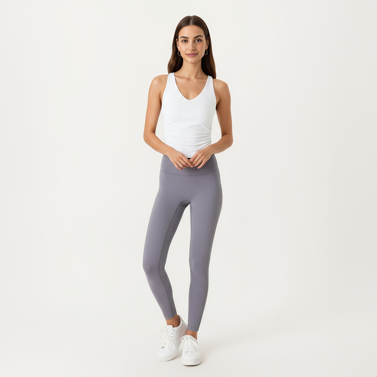 Anna-Kaci Active Women's V-Neck Ruched Side Tank Top with Fitted Stretch Fabric and Sleek Contoured Silhouette