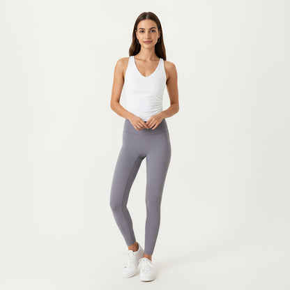 Anna-Kaci Active Women's V-Neck Ruched Side Tank Top with Fitted Stretch Fabric and Sleek Contoured Silhouette