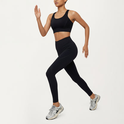 Anna-Kaci Active Women's High Waist Leggings with Contrast Seam Detailing and Stretch Compression Fit