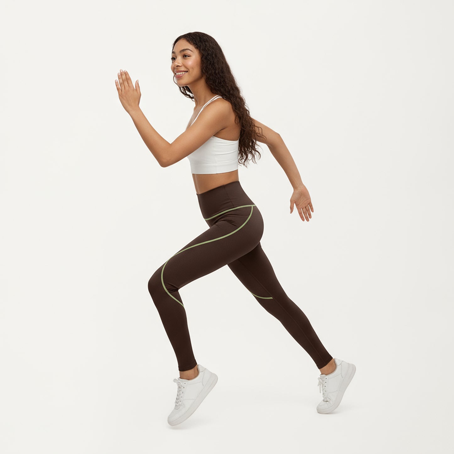 Anna-Kaci Active Women's High Waist Leggings with Contrast Seam Detailing and Stretch Compression Fit