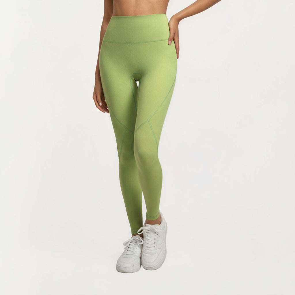 Anna-Kaci Active Women's High Waist Leggings with Contrast Seam Detailing and Stretch Compression Fit