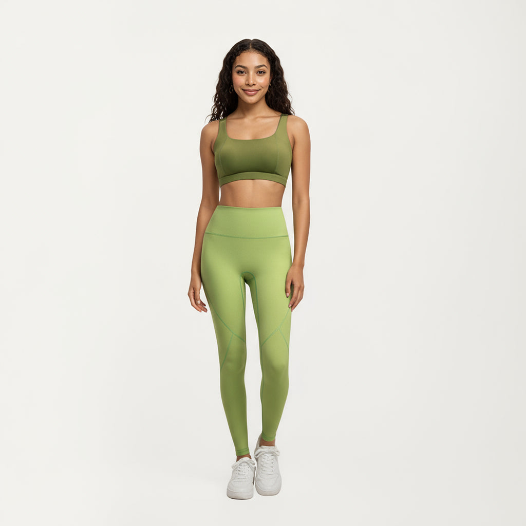 Anna-Kaci Active Women's High Waist Leggings with Contrast Seam Detailing and Stretch Compression Fit