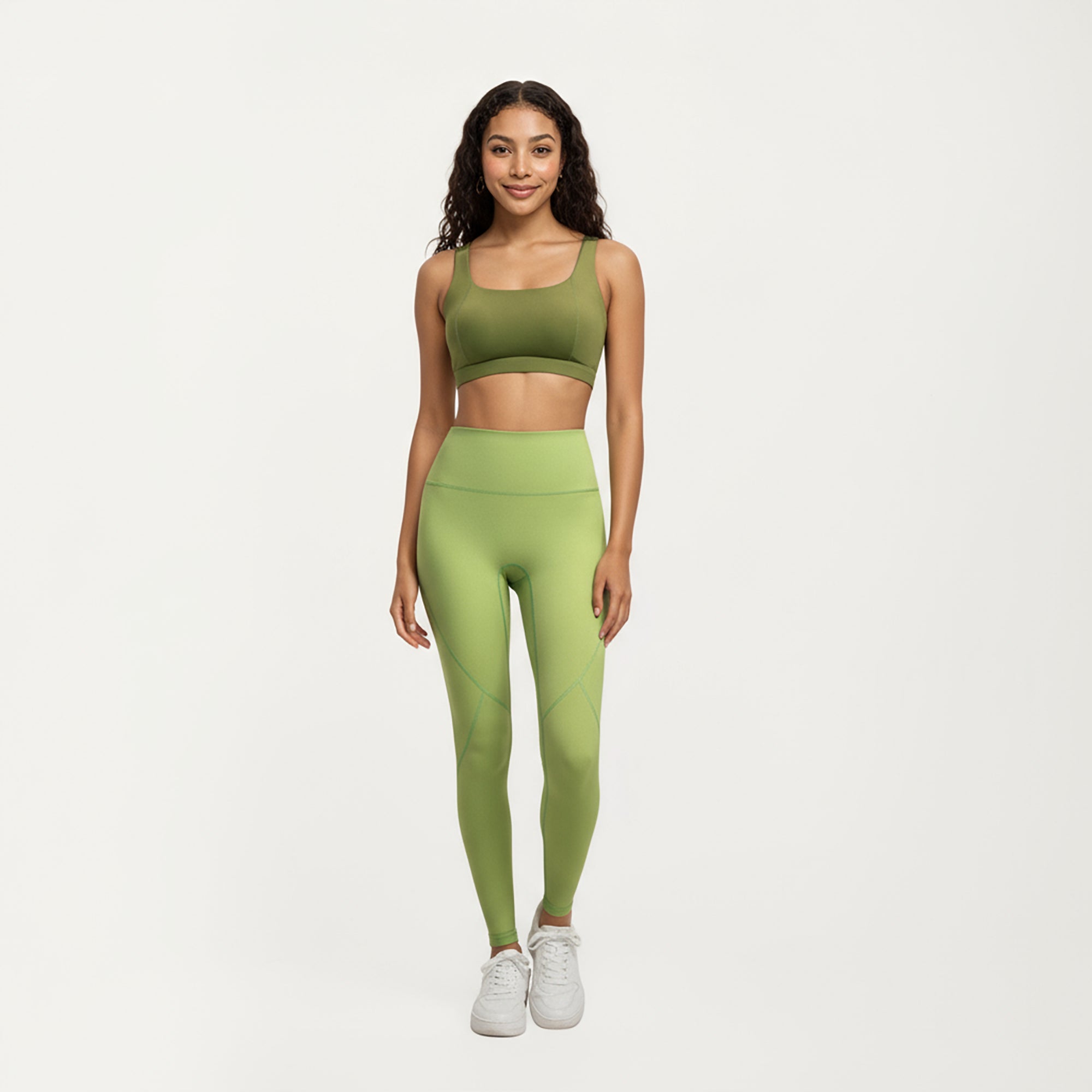 Anna-Kaci Active Women's High Waist Leggings with Contrast Seam Detailing and Stretch Compression Fit