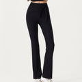 Anna-Kaci Active Women's Ribbed Knit Flare Pants with Wrap Tie Waistband and High Waist Silhouette