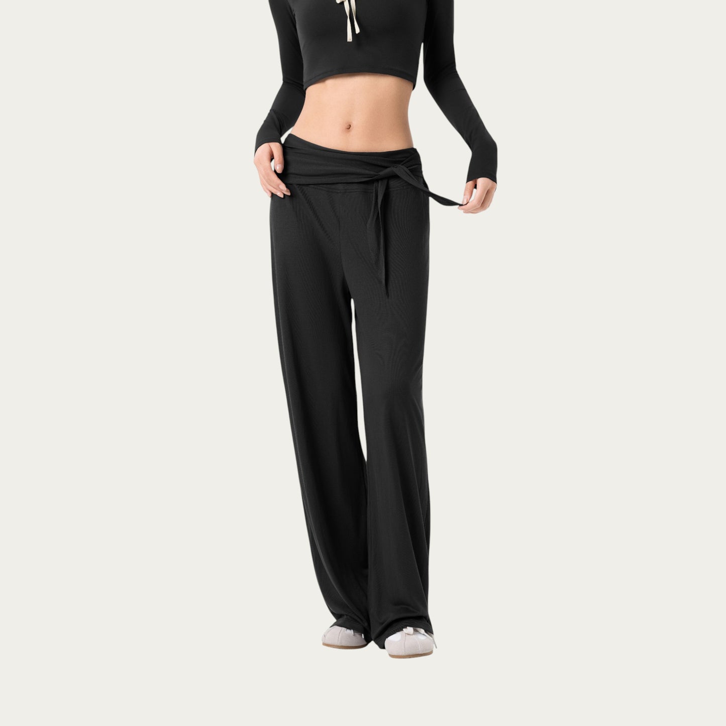 Anna-Kaci Active Women's Wide Leg Lounge Pants with Wrap Tie Waistband and Relaxed High Waist Fit