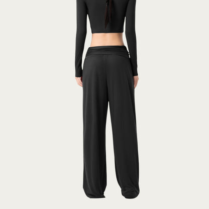 Anna-Kaci Active Women's Wide Leg Lounge Pants with Wrap Tie Waistband and Relaxed High Waist Fit