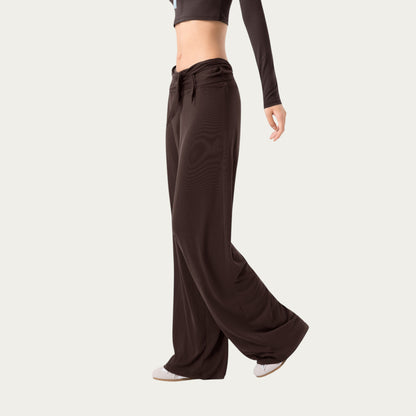 Anna-Kaci Active Women's Wide Leg Lounge Pants with Wrap Tie Waistband and Relaxed High Waist Fit