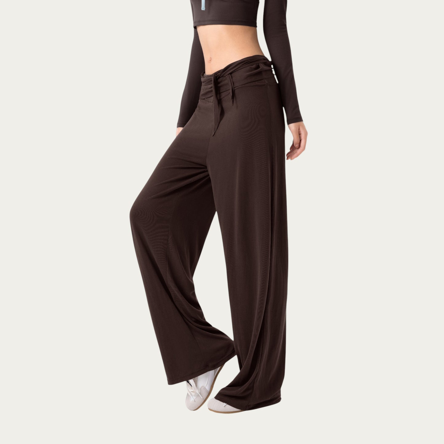Anna-Kaci Active Women's Wide Leg Lounge Pants with Wrap Tie Waistband and Relaxed High Waist Fit