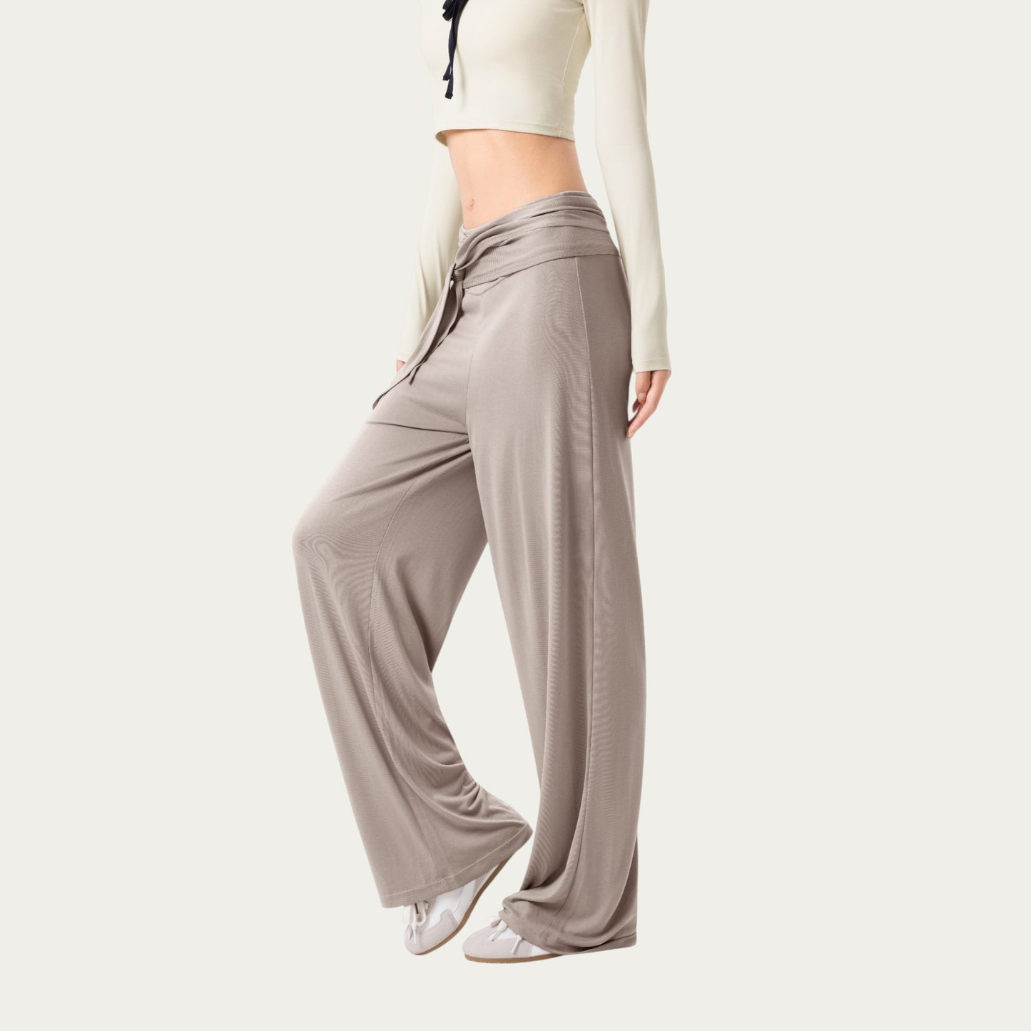 Anna-Kaci Active Women's Wide Leg Lounge Pants with Wrap Tie Waistband and Relaxed High Waist Fit