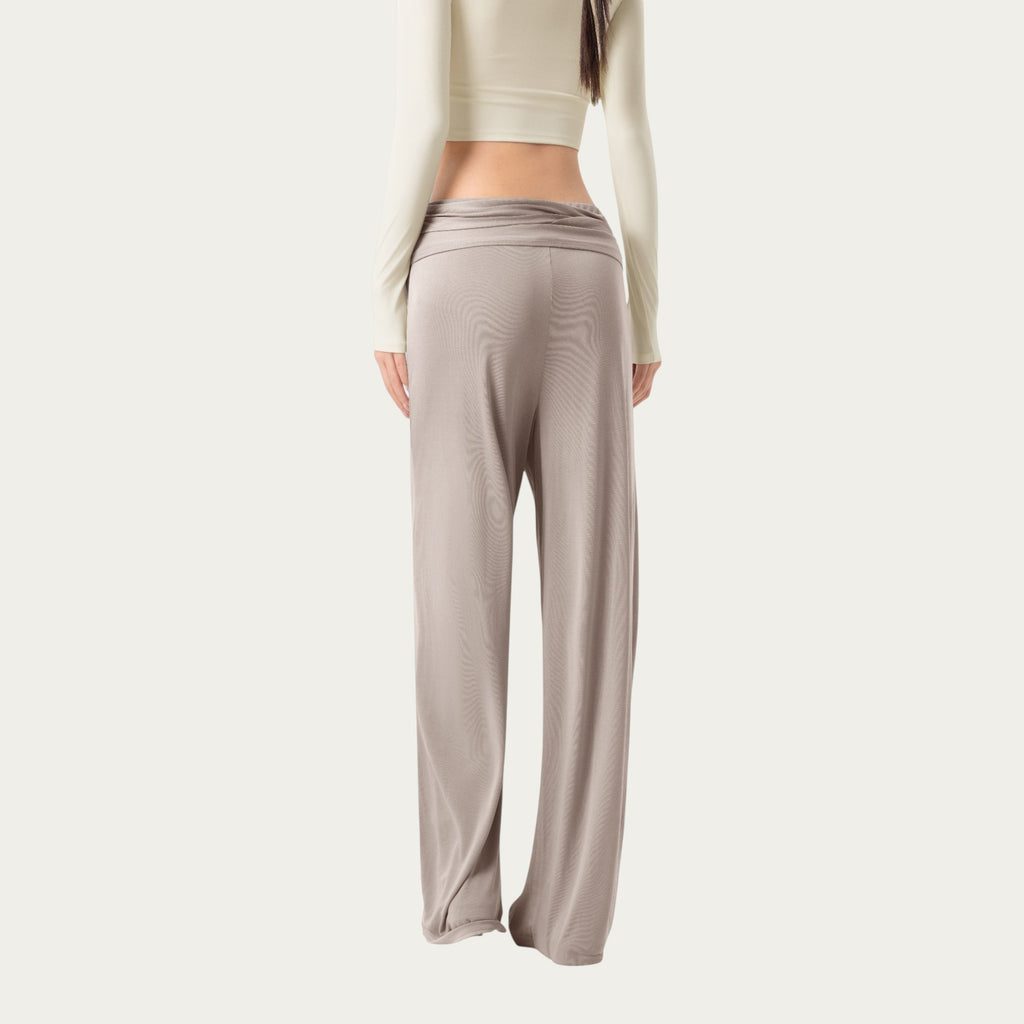 Anna-Kaci Active Women's Wide Leg Lounge Pants with Wrap Tie Waistband and Relaxed High Waist Fit