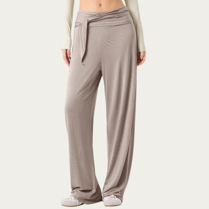 Anna-Kaci Active Women's Wide Leg Lounge Pants with Wrap Tie Waistband and Relaxed High Waist Fit