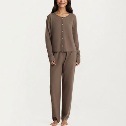 Anna-Kaci Women's 2-Piece Set Soft Knit Lounge Pants and Button-Up Cardigan with Tank Top