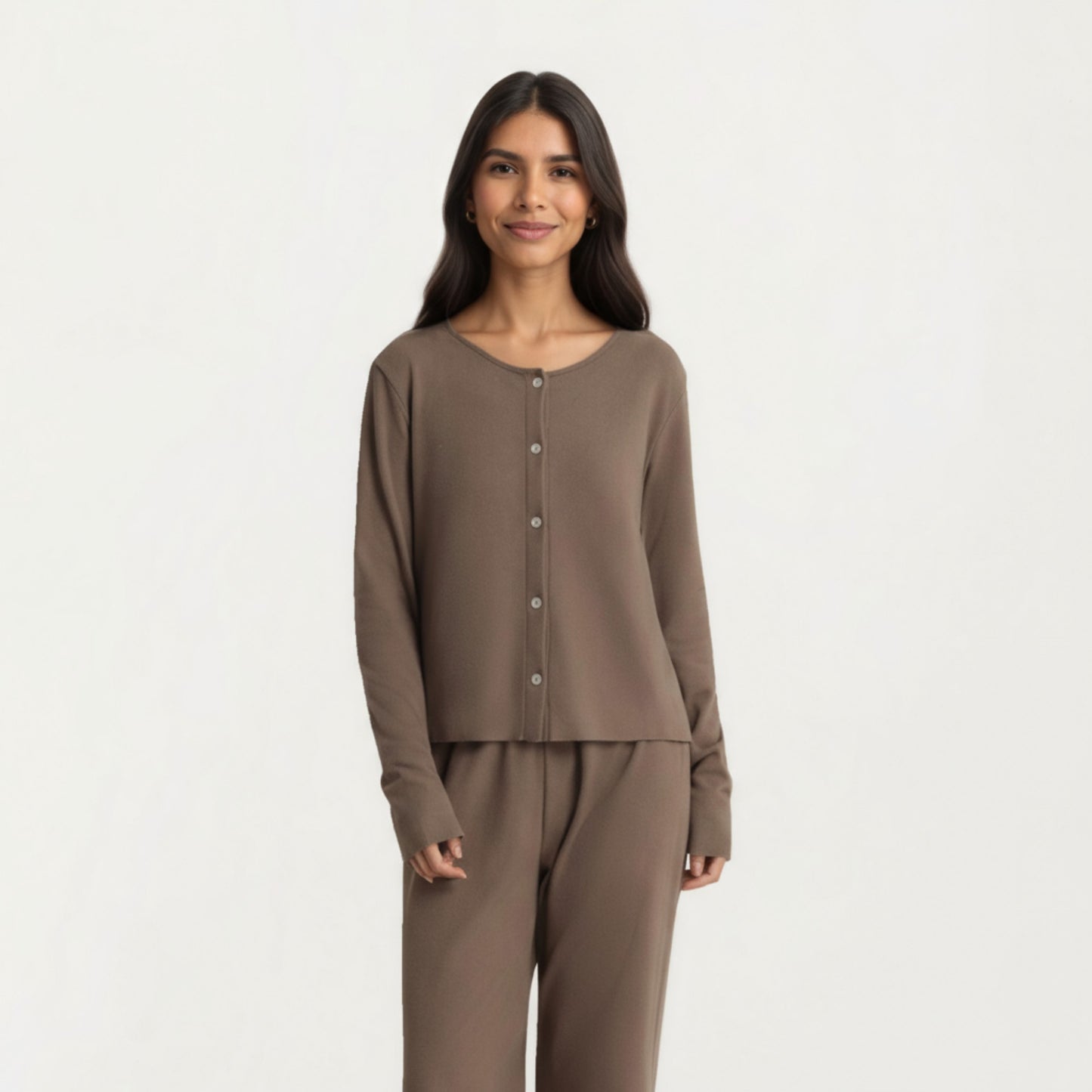 Anna-Kaci Women's 2-Piece Set Soft Knit Lounge Pants and Button-Up Cardigan with Tank Top