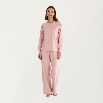 Anna-Kaci Women's 2-Piece Set Long Sleeve Top with Front Pocket and Relaxed Fit Lounge Pants