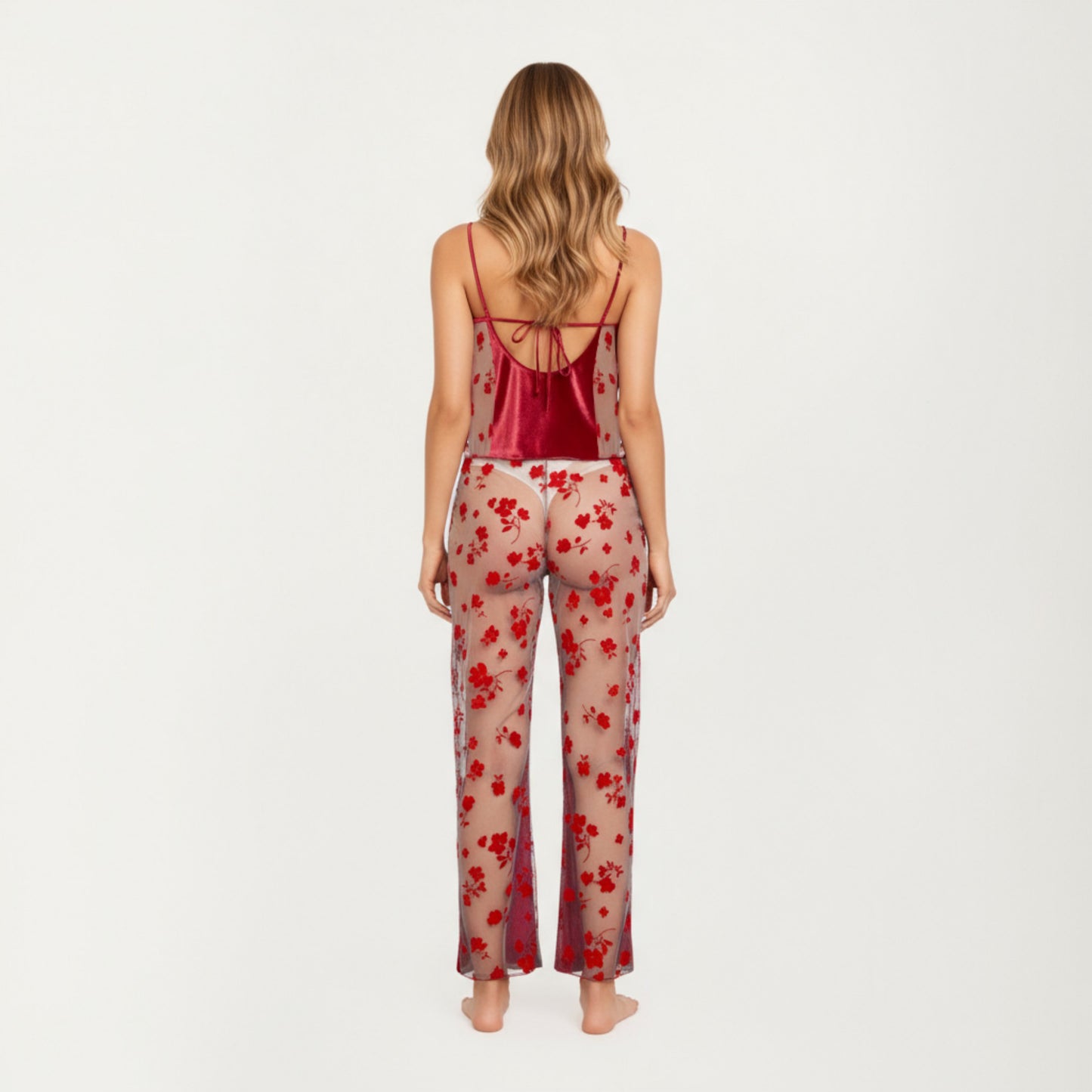 Anna-Kaci Women's 2-Piece Set Satin Cowl Neck Camisole Top with Adjustable Straps and Straight-Leg Pants