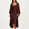 Anna-Kaci Women's 2-Piece Satin Slip Dress and Kimono Robe Set with Flowing Draped Silhouette