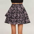 Anna-Kaci Women's Floral Print Tiered Mini Skirt with Elastic Waist and Ruffled Layers