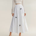 Anna-Kaci Women's Tiered Maxi Skirt with Elastic Waist and Contrast Bow Accents