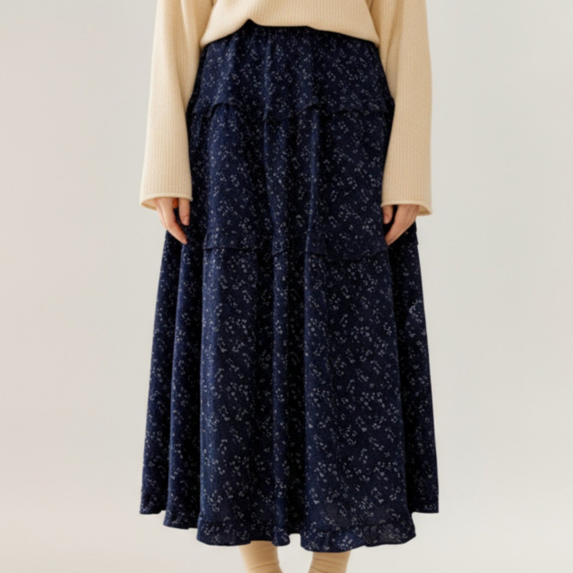 Anna-Kaci Women's Tiered Floral Maxi Skirt with Elastic Waist and Flowy A-Line Silhouette
