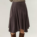 Anna-Kaci Women's Asymmetrical Midi Skirt with Flowy Hem and Soft Suede-Like Fabric