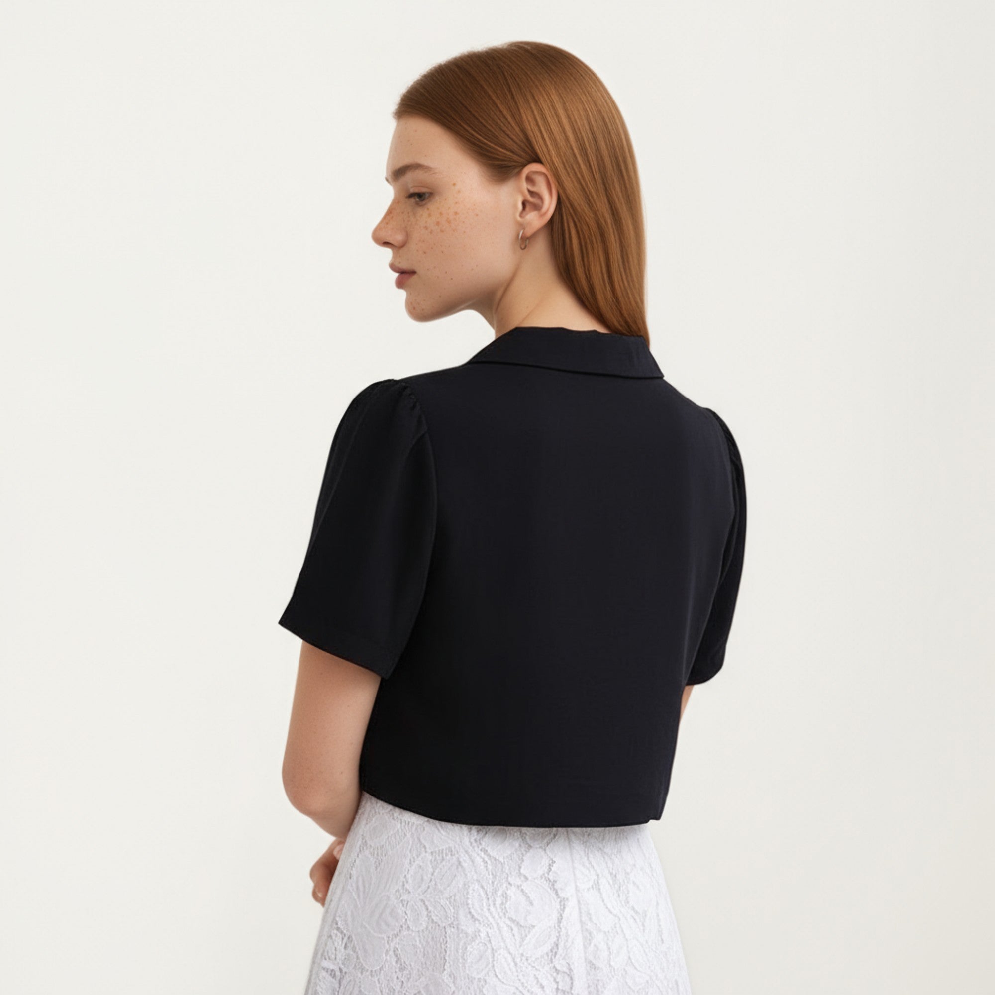 Anna-Kaci Women's Short Sleeve Cropped Bolero Jacket with Curved Hem and Single Button Closure