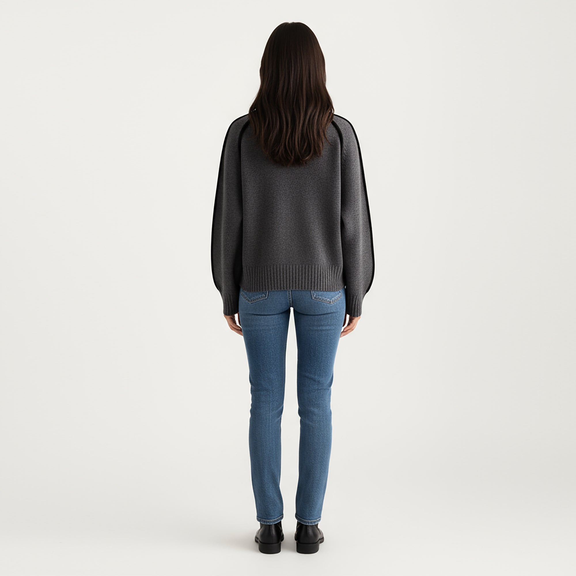 Anna-Kaci Women's Turtleneck Pullover Top with Contrast Trim Details and Ribbed Hemline for a Clean Modern Silhouette