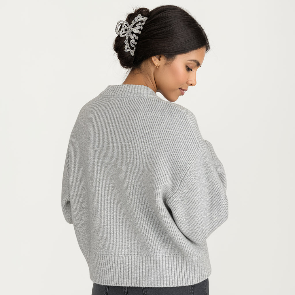 Anna-Kaci Women's Zip Front Rib Knit Pullover Top with Structured Cuffs and Textured Hem for a Clean Modern Finish