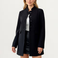 Anna-Kaci Women¡¯s Long Sleeve Button Front Coat with Structured Stand Collar, Clean Panel Lines, and Tailored A-Line Shape