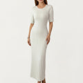 Anna-Kaci Women¡¯s Short Sleeve Ribbed Knit Maxi Dress with Fitted Contouring Silhouette and Vertical Textured Detailing