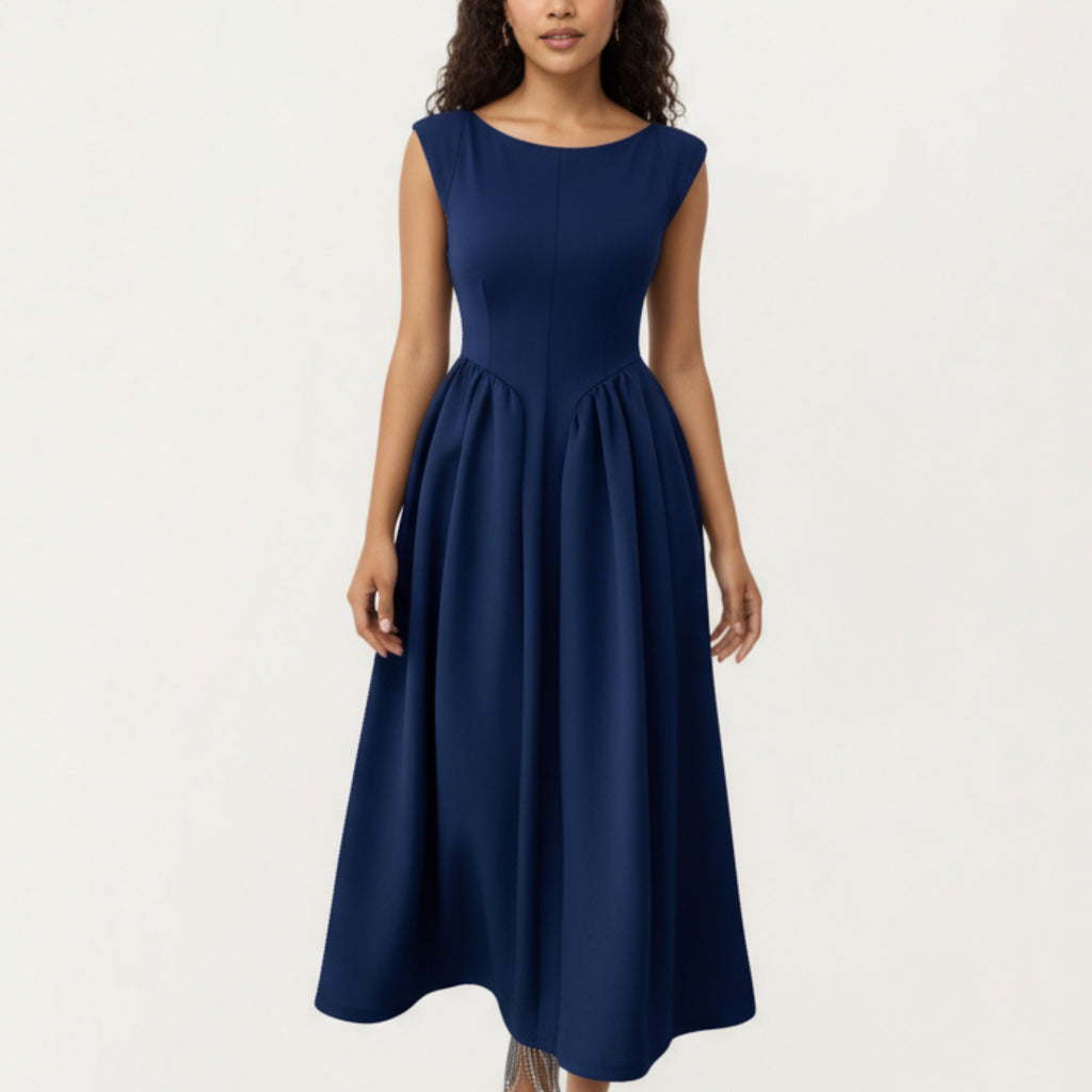 Anna-Kaci Women¡¯s Sleeveless Fit and Flare Maxi Dress with Tailored Bodice and Softly Gathered Full Dress Design