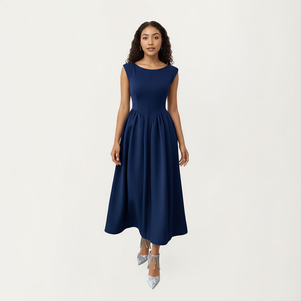 Anna-Kaci Women¡¯s Sleeveless Fit and Flare Maxi Dress with Tailored Bodice and Softly Gathered Full Dress Design