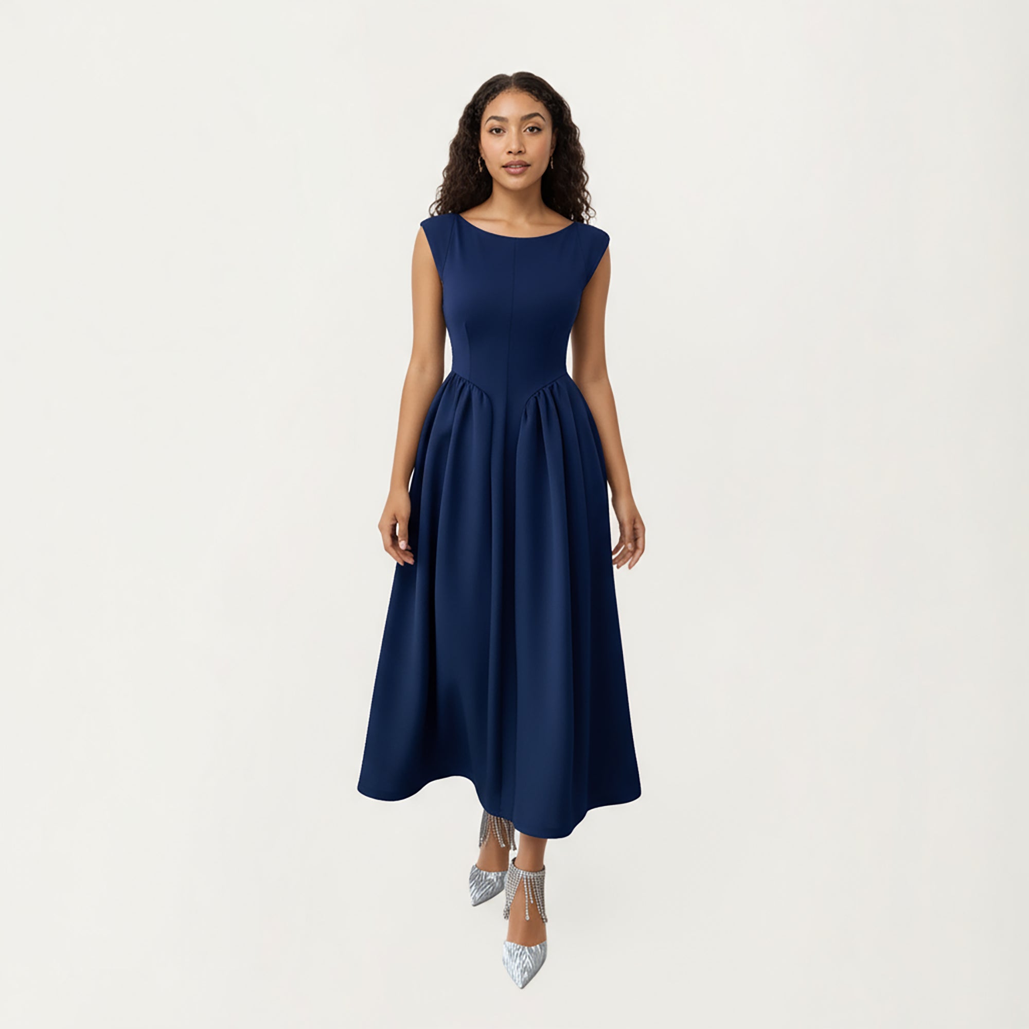 Anna-Kaci Women¡¯s Sleeveless Fit and Flare Maxi Dress with Tailored Bodice and Softly Gathered Full Dress Design