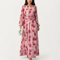 Anna-Kaci Women¡¯s Floral Print Maxi Dress with Ruched Waist Detail, Flowing Long Sleeves and Soft Draped Dress