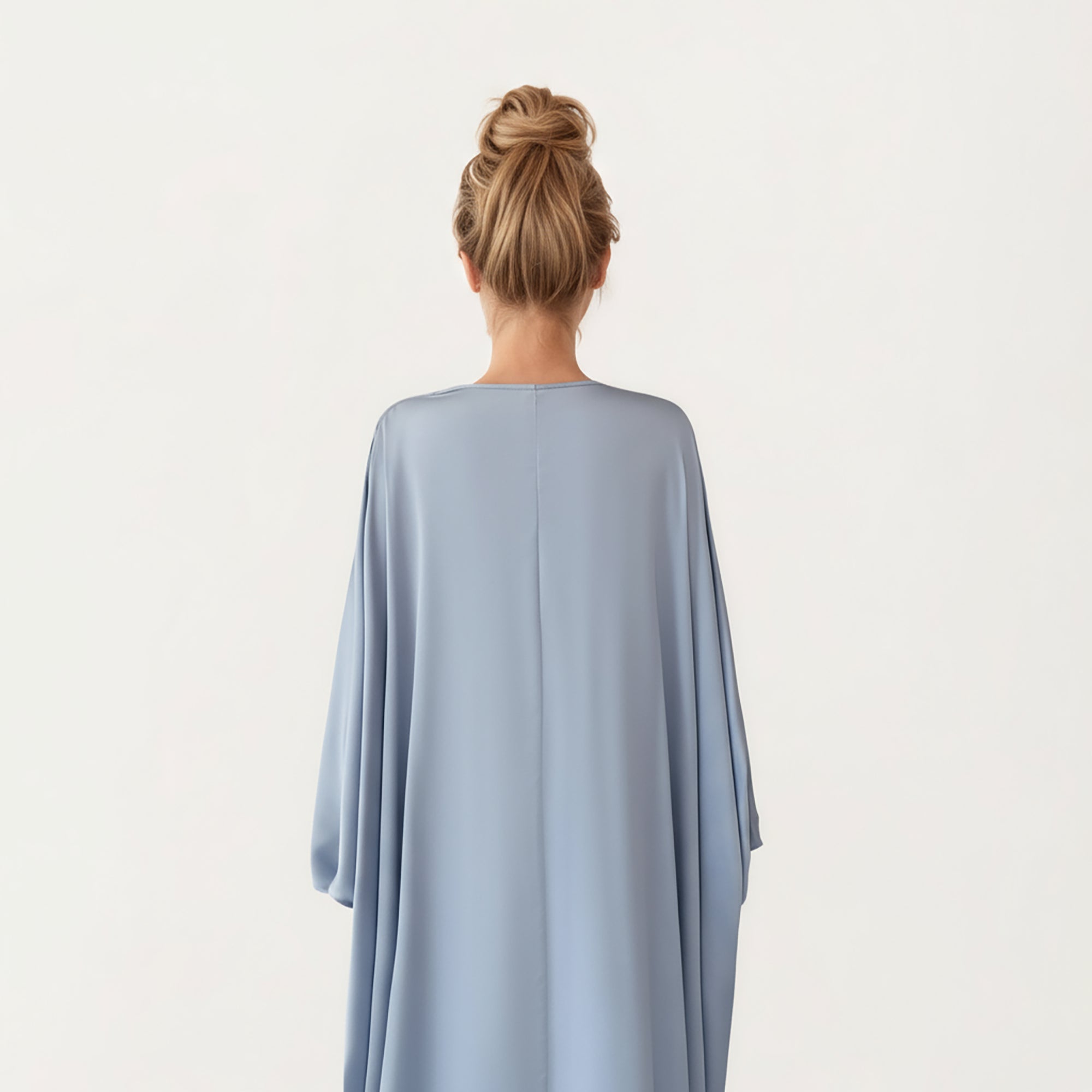 Anna-Kaci Women¡¯s Satin Draped Maxi Dress with Knot Front Detail, Flowing Wide Sleeves and Soft Fluid Silhouette