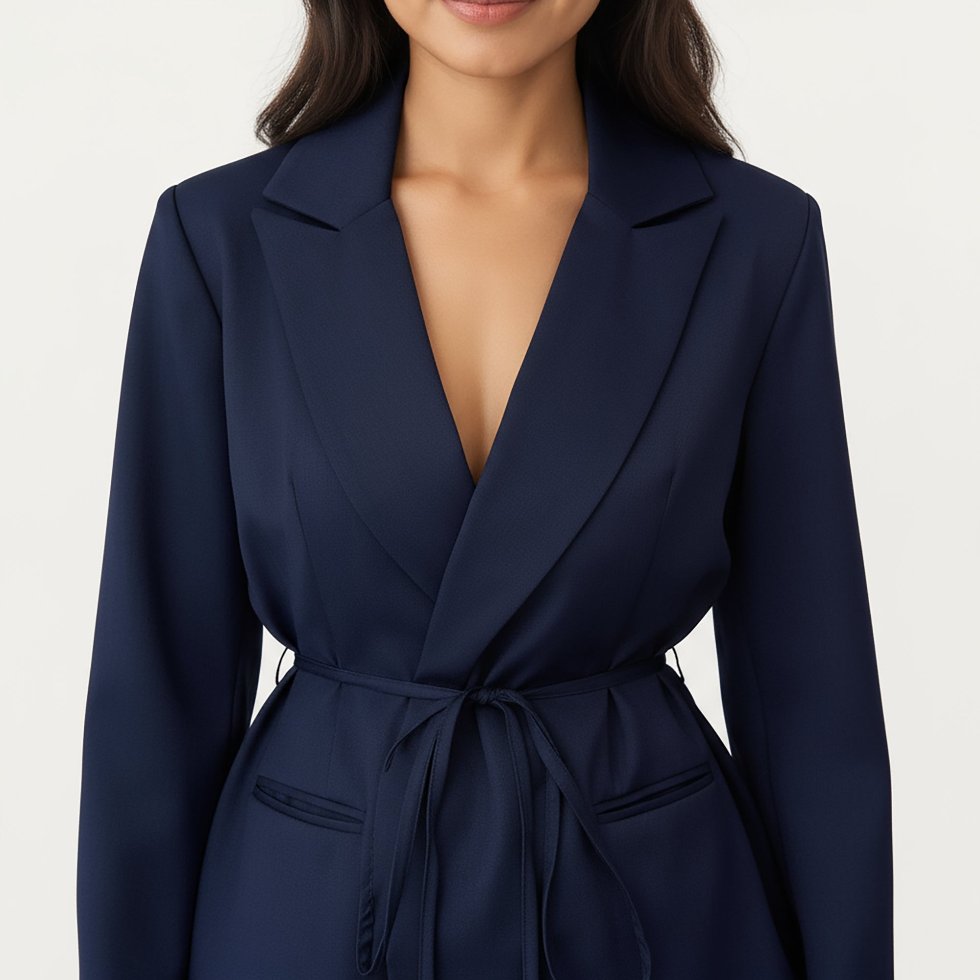 Anna-Kaci Women's Tailored Blazer and Wide Leg Pants Set with Notched Lapel, Adjustable Tie Waist and Smooth Woven Fabric for Refined Styling