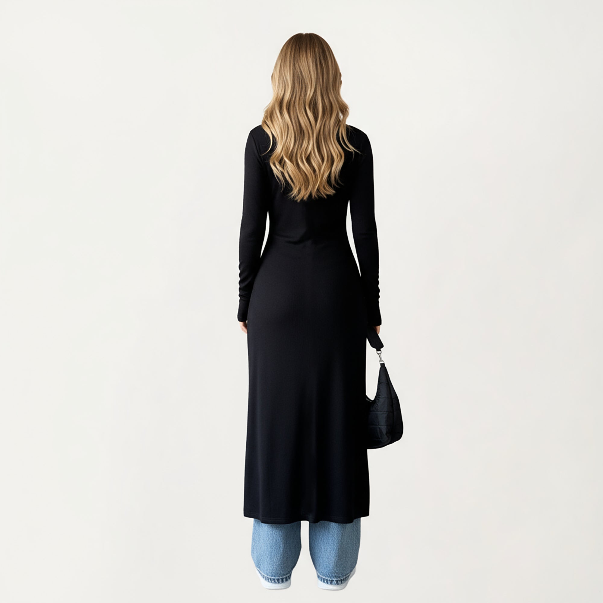 Anna-Kaci Women's Long Sleeve Maxi Cardigan with Button Front and Deep Side Slit